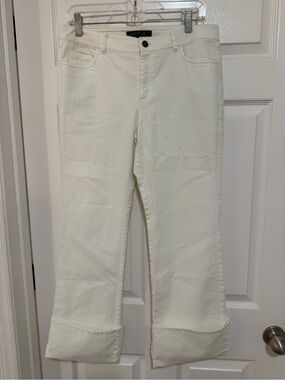 Lafayette 148 New York White Wide-Leg Cropped Jeans